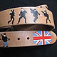 belt leather 'the Beatles and the Union Jack', Straps, Moscow,  Фото №1