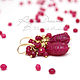 Ruby drop earrings, rubies brass carved red crimson Burgundy. Earrings. Ritasdreams (ritasdreams). Online shopping on My Livemaster.  Фото №2
