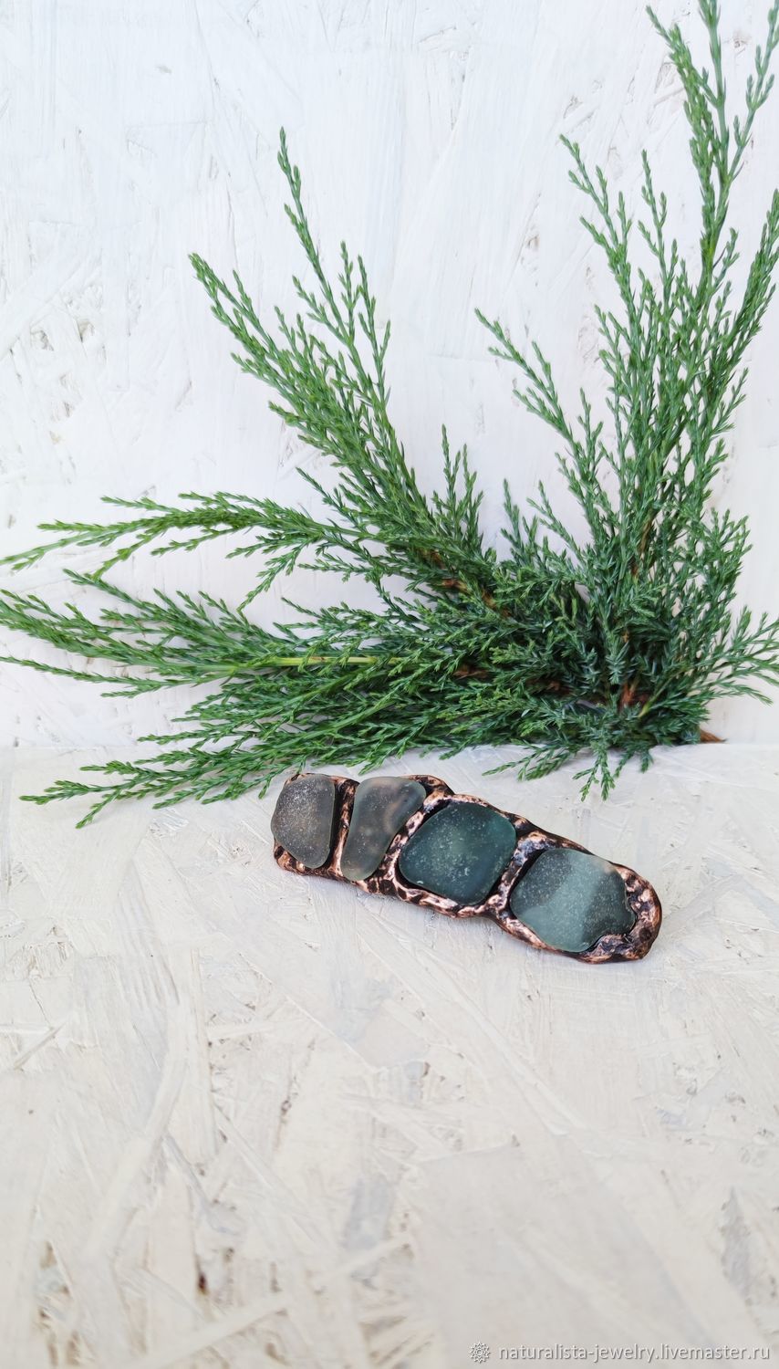 Заколка Морское стекло, медь в интернет-магазине Ярмарка Мастеров по ...