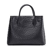 Сумки и аксессуары handmade. Livemaster - original item Shopping bag, made of ostrich leather, in black.. Handmade.