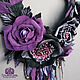 Leather necklace ' Purple roses', Necklace, St. Petersburg,  Фото №1
