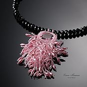 Украшения handmade. Livemaster - original item Pink jellyfish on Black. Pink and black beaded necklace.. Handmade.