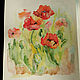 Poppies Watercolor painting 17х20 cm. Pictures. KapustinaArt. My Livemaster. Фото №4