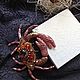 Sea Crab brooch with semi-precious stone rauchtopaz and amber. Brooches. yuliyamashukova. Online shopping on My Livemaster.  Фото №2