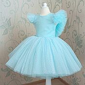 Нарядное платье для девочки "небесно-голубое"