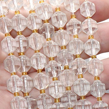 Украшения ручной работы. Ярмарка Мастеров - ручная работа Горный хрусталь натуральный бусины 9,5 мм огранка призма БНК-072. Handmade.