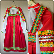 Русский стиль handmade. Livemaster - original item Russian folk costume women`s red sundress. Handmade.