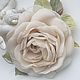 FABRIC FLOWERS. Chiffon rose ' White sand'. Brooches. fioridellavita. My Livemaster. Фото №5