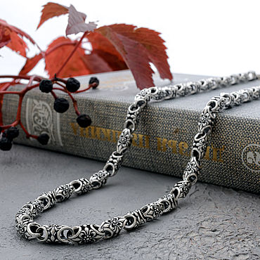 ручной работы. Ярмарка Мастеров - ручная работа Цепочка королевская лилия двойная серебро 925 с чернением. Handmade.