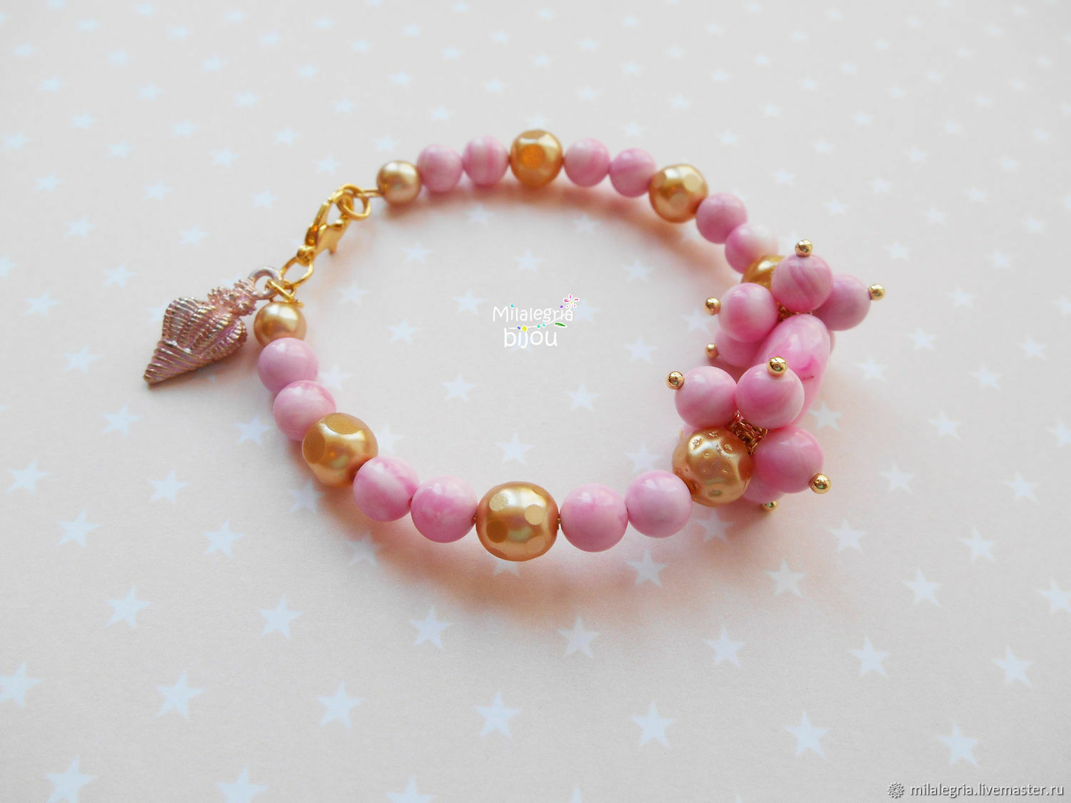 Браслет для девочки из перламутра "Розовое море" купить в интернет ...