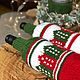 Рождественский носок на бутылку  вина «Реки домов». Оформление бутылок. Уютные чайники Елены Косиновой. Ярмарка Мастеров.  Фото №6
