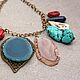 Order Necklace on a chain with agates, coral leaf blue red bronze turquoise. Ritasdreams (ritasdreams). Livemaster. . Necklace Фото №3