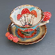 Посуда handmade. Livemaster - original item teacups: Amanita.. Handmade.