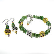 Украшения handmade. Livemaster - original item Set of jade bracelet and earrings 