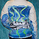 Parka down jacket 'the Deer and the Northern lights' hand painted, Down jackets, St. Petersburg,  Фото №1