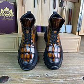 Обувь ручной работы handmade. Livemaster - original item Men`s boots made of genuine crocodile leather and calfskin.. Handmade.