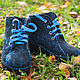 Shoes: Felted black boots with laces, Boots, Votkinsk,  Фото №1
