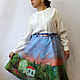 Felted skirt 'Summer landscape' on silk!, Skirts, Verhneuralsk,  Фото №1