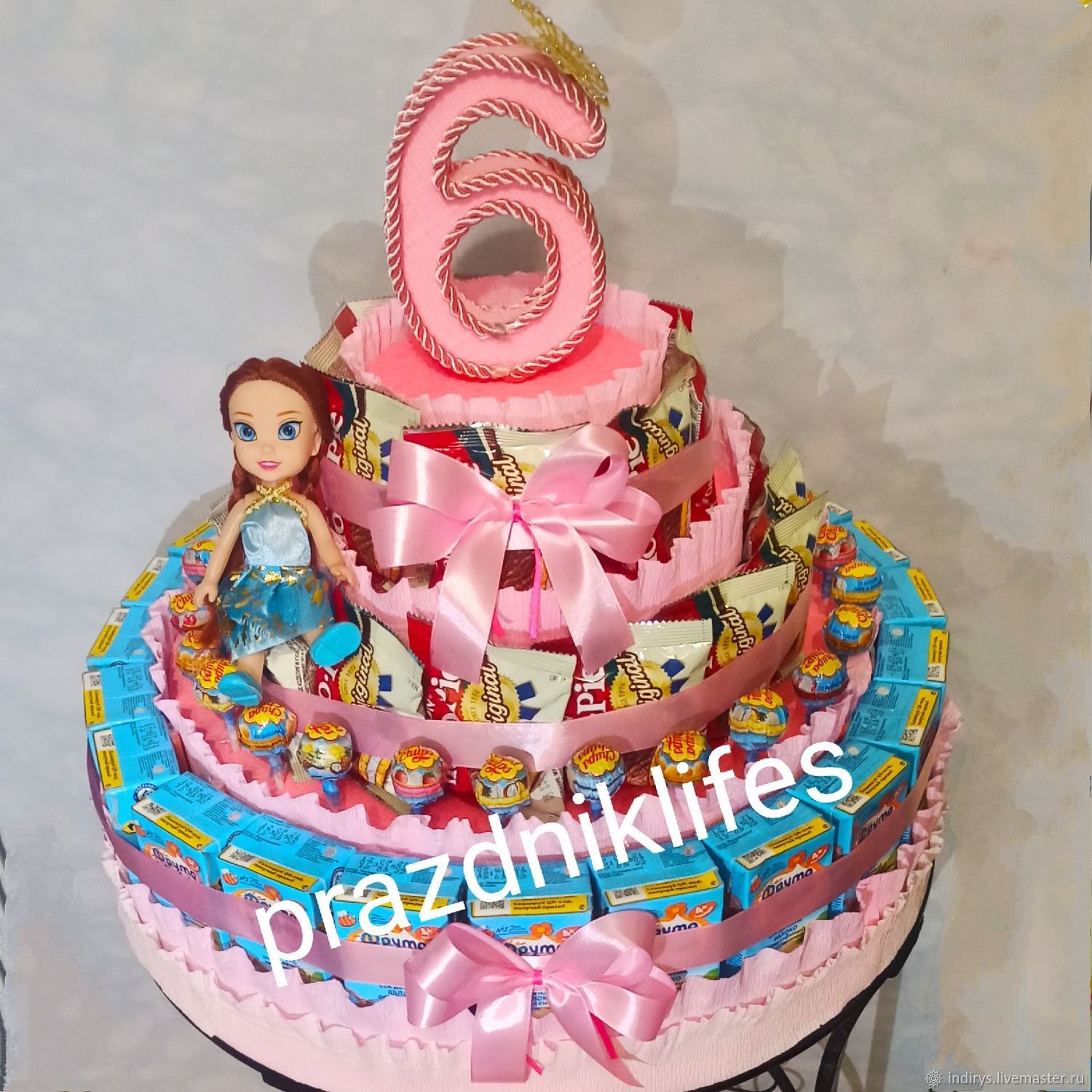 Детский торт со сладостями на день рождения девочке 13 лет