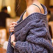 Одежда handmade. Livemaster - original item Cardigans Women`s knitted cardigan of large knitting with Merino diamonds. Handmade.