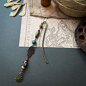 Канцелярские товары handmade. Livemaster - original item Talisman for good luck amulet, ji bead, Hamsa bookmark for books 2. Handmade.