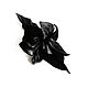 Small brooch flower made of leather Black Orchid Black Suede leather, Brooches, Moscow,  Фото №1