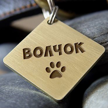 Зоотовары ручной работы. Ярмарка Мастеров - ручная работа Адресник для собаки из латуни Ромб. Handmade.