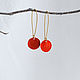 Brass red earrings Long boho earrings with floral ornament, Earrings, Ulan-Ude,  Фото №1