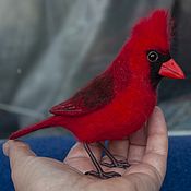 Куклы и игрушки handmade. Livemaster - original item Felted toy. Bird Cardinal. Handmade.