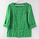 Bright green blouse made of 100% linen. Blouses. LINEN & SILVER ( LEN i SEREBRO ). Интернет-магазин Ярмарка Мастеров.  Фото №2