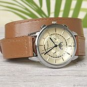 Украшения handmade. Livemaster - original item Wristwatch on tan beige genuine leather bracelet. Handmade.