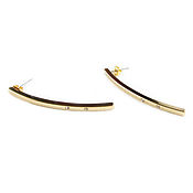 Украшения handmade. Livemaster - original item Long gold-plated earrings, track earrings with cubic zirconia sticks. Handmade.