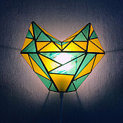Для дома и интерьера handmade. Livemaster - original item Wall lamp stained glass heart green with yellow. Handmade.