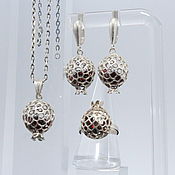 Украшения handmade. Livemaster - original item Jewelry set Openwork Garnet with zircons made of silver 925 GA0034. Handmade.