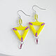 Lemon Yellow Triangular Beaded Earrings. Earrings. Handmade by Svetlana Sin. Online shopping on My Livemaster.  Фото №2