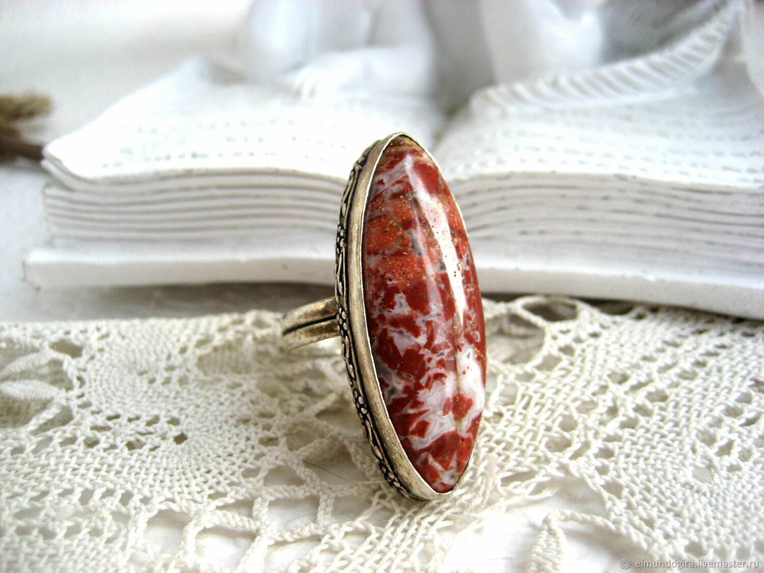 ring: Marquis ring made of red Jasper in silver, Ring, Moscow,  Фото №1