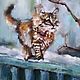 Painting pastel Kitten (red turquoise blue), Pictures, Yuzhno-Uralsk,  Фото №1