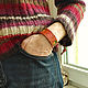 Leather bracelet 'Maple leaves' 25 mm wide. Cuff bracelet. schwanzchen. My Livemaster. Фото №4