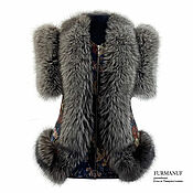 Одежда handmade. Livemaster - original item Denim vest with black fox fur. Handmade.