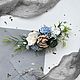 Цветочный гребень ручной работы с розами и пионом, для невесты, Гр-288, Украшения для причесок, Санкт-Петербург,  Фото №1