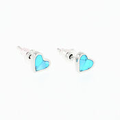 Украшения handmade. Livemaster - original item Turquoise Heart EARRINGS. Small Stud Earrings. Handmade.