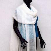 Аксессуары handmade. Livemaster - original item Wraps: Kid mohair stole white scarf large knitted. Handmade.