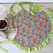 Для дома и интерьера handmade. Livemaster - original item aprons: Apron for a girl Cherry. Handmade.