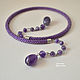 Open necklace made of natural amethyst and beads purple. Necklace. gershman. My Livemaster. Фото №5
