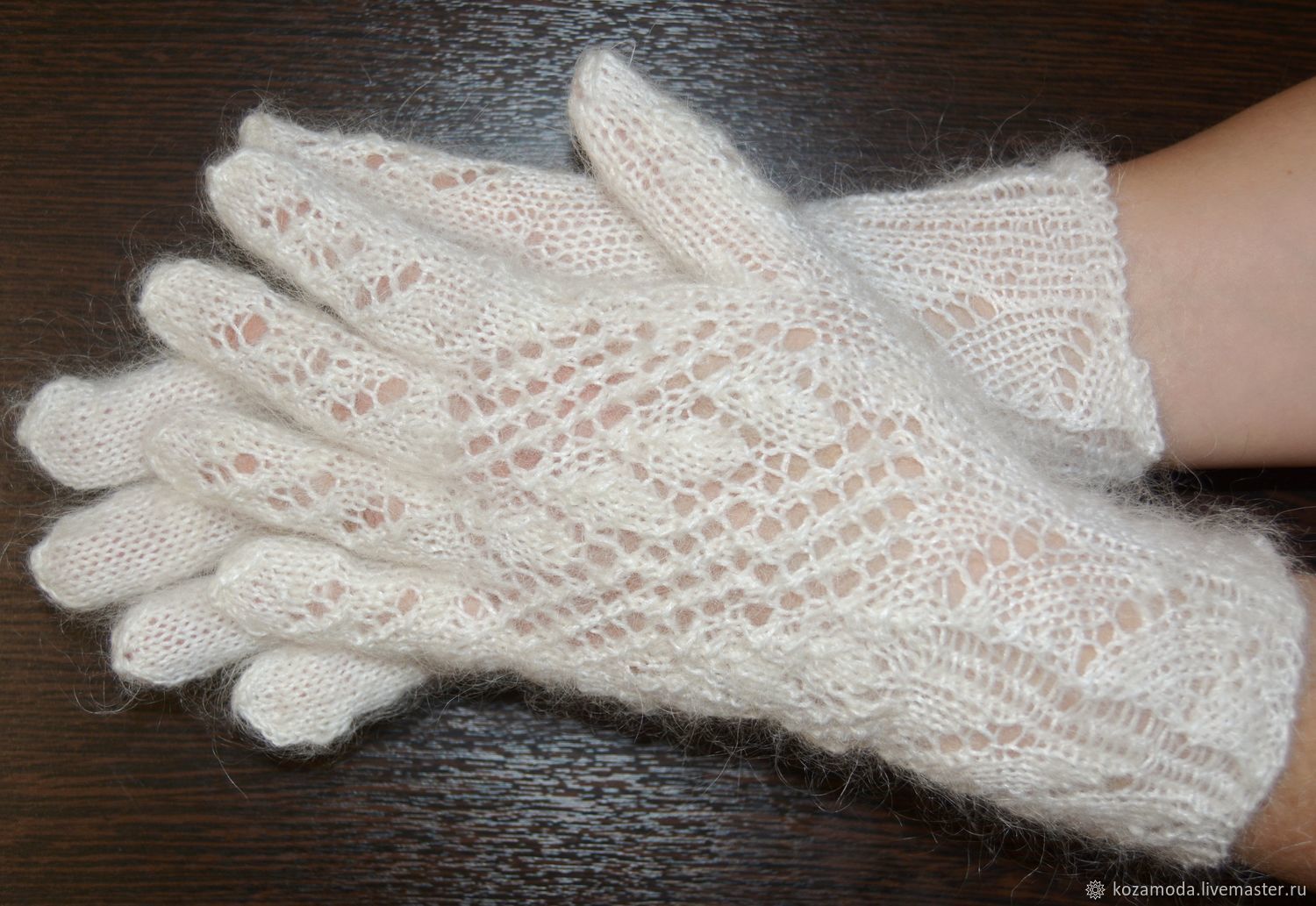 ПЕРЧАТКИ АЖУРНЫЕ ВЯЗАНЫЕ ПУХОВЫЕ БЕЛЫЕ козий пух в интернет-магазине ...