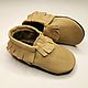 Beige Baby Moccasins, Baby Shoes, 100% Leather Baby Shoes, Babys bootees, Kharkiv,  Фото №1