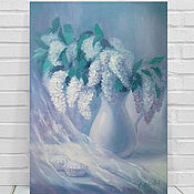 Bird cherry oil painting interior painting as a gift