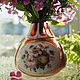 Order Rare! Golden ruby vase with milk glass medallions. Godsend vintage. Livemaster. . Vintage vases Фото №3