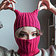 Balaclava, warm hat, with ears, with horns, fuchsia, pink, knitted. Balaclava. NatalieKnit. Online shopping on My Livemaster.  Фото №2