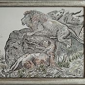 Львы(вышитая картина)